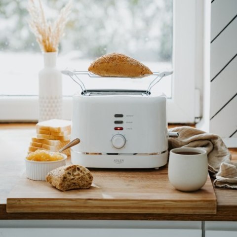 Adler Toster z rusztem do bułek | 7 poziomów opiekania | Funkcja rozmrażania i podgrzewania