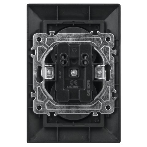 Gniazdo podwójne z ramką plastikową, czarne, QUAD, Electromalt