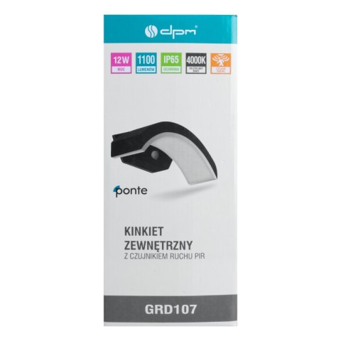 Kinkiet LED zewnętrzny z czujnikiem ruchu, 12 W, 1100 lm, 4000 K, IP65, PONTE PONTE