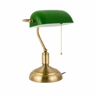 Lampa Bankierska złota zielona, zielony klosz do banku, biblioteki E27 Volteno