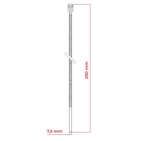 Opaski zaciskowe wielokrotnego użytku, 7,5 x 250 mm, 20 szt., białe