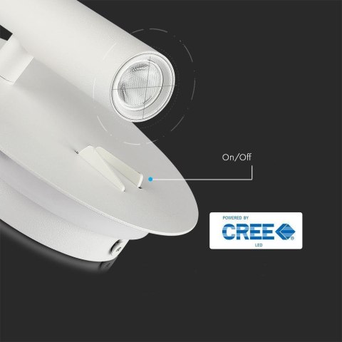 Oprawa LED V-TAC 3W+6W kinkiet hotel łóżko włącznik biały VT-2963 3000K 680lm 3 lata gwarancji