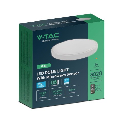 Plafon V-TAC 36W LED SAMSUNG 42cm natynkowy IP44 biały 3820lm pilot