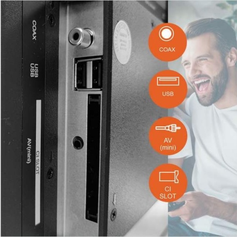 Telewizor 19" cali z tunerem DVB-T2 HEVC 230/12V z USB Manta MATV001LHN19