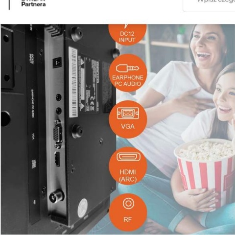 Telewizor 19" cali z tunerem DVB-T2 HEVC 230/12V z USB Manta MATV001LHN19