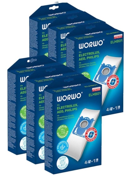 Worki do odkurzacza Electrolux Philips S-BAG SBAG z fizeliny Worwo ELMB01 24 sztuki