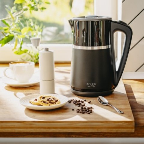 Adler Czajnik elektryczny 1,7 L | Wnętrze ze stali nierdzewnej | Podwójne ścianki