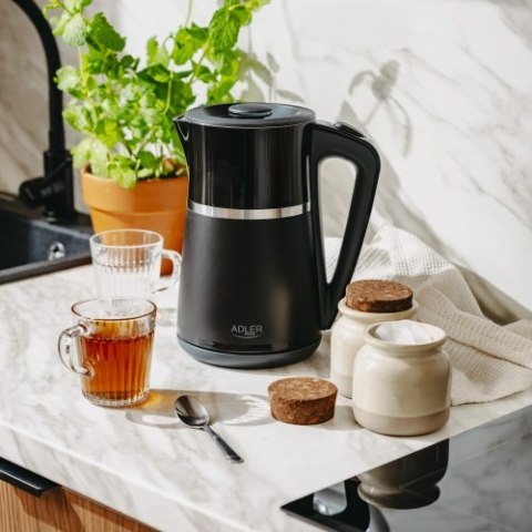 Adler Czajnik elektryczny 1,7 L | Wnętrze ze stali nierdzewnej | Podwójne ścianki