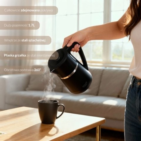 Adler Czajnik elektryczny 1,7 L | Wnętrze ze stali nierdzewnej | Podwójne ścianki
