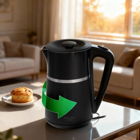 Adler Czajnik elektryczny 1,7 L | Wnętrze ze stali nierdzewnej | Podwójne ścianki