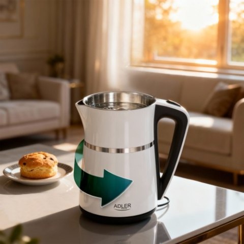 Adler Czajnik elektryczny 1,7 L | Wnętrze ze stali nierdzewnej | Podwójne ścianki