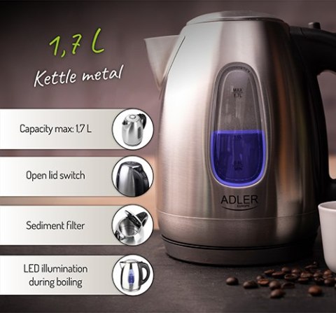 Adler Czajnik metalowy 1,7 L