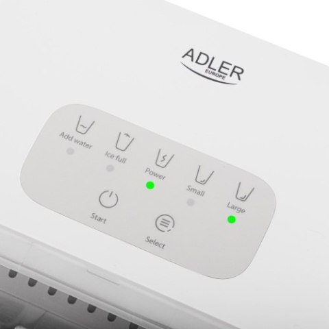 Adler Kostkarka do lodu | 12 kg/24h | 2 rozmiary kostek | Tryb czyszczenia | Cicha praca | Panel dotykowy