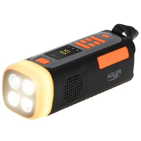 Adler Radio Awaryjne z Panelem Słonecznym, Korbką i Powerbankiem | Bluetooth 5.0 | Latarka LED 4W | 4500 mAh