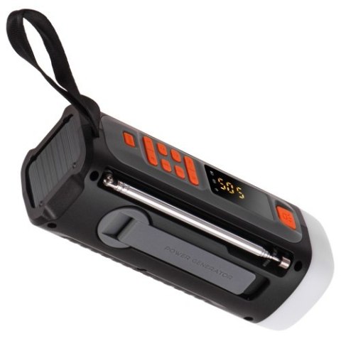 Adler Radio Awaryjne z Panelem Słonecznym, Korbką i Powerbankiem | Bluetooth 5.0 | Latarka LED 4W | 4500 mAh