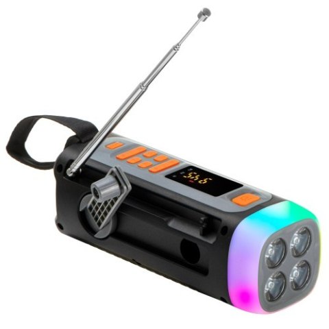 Adler Radio Awaryjne z Panelem Słonecznym, Korbką i Powerbankiem | Bluetooth 5.0 | Latarka LED 4W | 4500 mAh