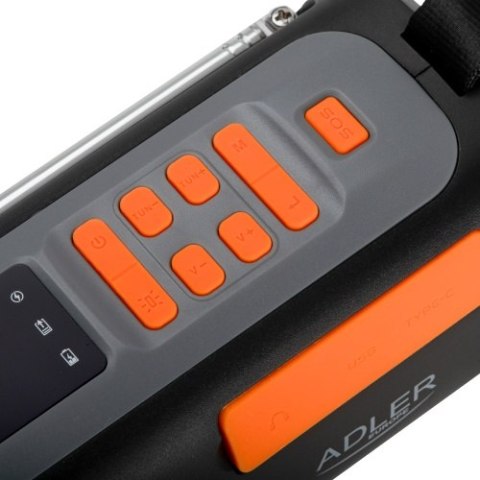 Adler Radio Awaryjne z Panelem Słonecznym, Korbką i Powerbankiem | Bluetooth 5.0 | Latarka LED 4W | 4500 mAh
