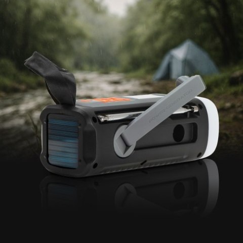 Adler Radio Awaryjne z Panelem Słonecznym, Korbką i Powerbankiem | Bluetooth 5.0 | Latarka LED 4W | 4500 mAh