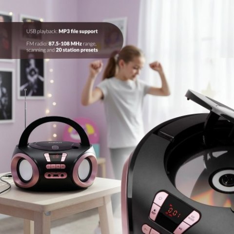 Adler Radio Boombox CD-MP3 | USB | FM Radio | AUX | Gniazdo słuchawkowe