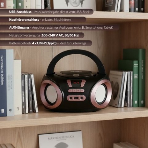 Adler Radio Boombox CD-MP3 | USB | FM Radio | AUX | Gniazdo słuchawkowe