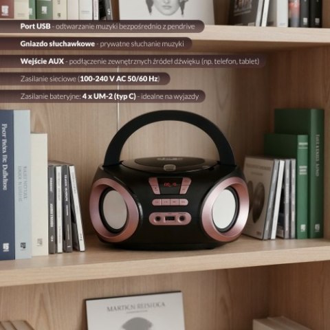 Adler Radio Boombox CD-MP3 | USB | FM Radio | AUX | Gniazdo słuchawkowe