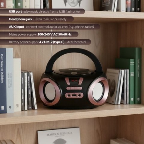 Adler Radio Boombox CD-MP3 | USB | FM Radio | AUX | Gniazdo słuchawkowe
