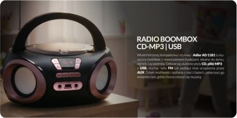 Adler Radio Boombox CD-MP3 | USB | FM Radio | AUX | Gniazdo słuchawkowe
