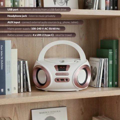 Adler Radio Boombox CD-MP3 | USB | FM Radio | AUX | Gniazdo słuchawkowe