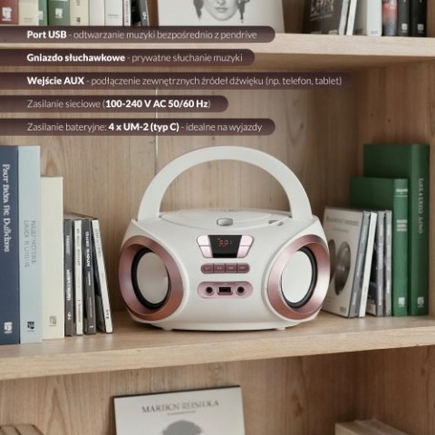 Adler Radio Boombox CD-MP3 | USB | FM Radio | AUX | Gniazdo słuchawkowe