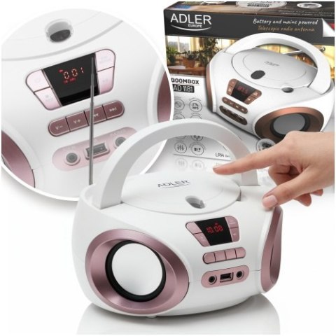 Adler Radio Boombox CD-MP3 | USB | FM Radio | AUX | Gniazdo słuchawkowe