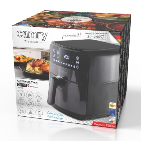Camry Frytkownica beztłuszczowa | 9 programów | 5,0 L | Air Fryer