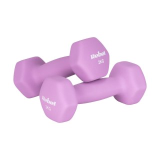 Hantelki żeliwne neoprenowe HEX 2x2kg, REBEL ACTIVE