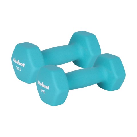 Hantelki żeliwne neoprenowe HEX 2x3kg, REBEL ACTIVE