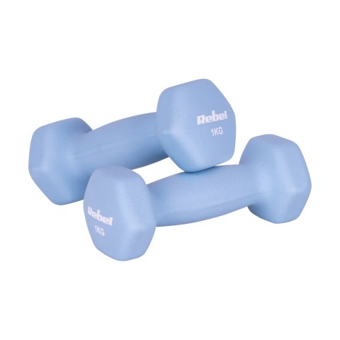 Hantelki żeliwne neoprenowe HEX zestaw 12kg (2x1kg+2x2kg+2x3kg), REBEL ACTIVE
