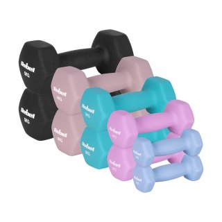 Hantelki żeliwne neoprenowe HEX zestaw 30kg (2x1kg+2x2kg+2x3kg+2x4kg+2x5kg), REBEL ACTIVE