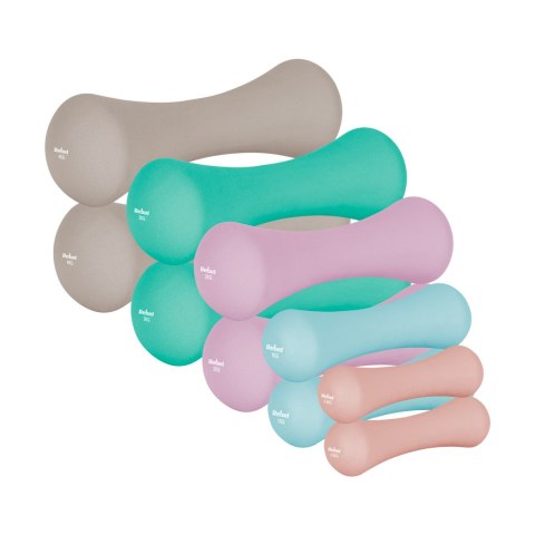 Hantelki żeliwne neoprenowe zestaw 21kg (2x0.5kg+2x1kg+2x2kg+2x3kg+2x4kg), REBEL ACTIVE