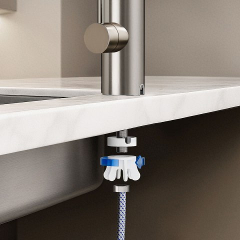 Przepływowy podgrzewacz wody - bateria kuchenna metalowa