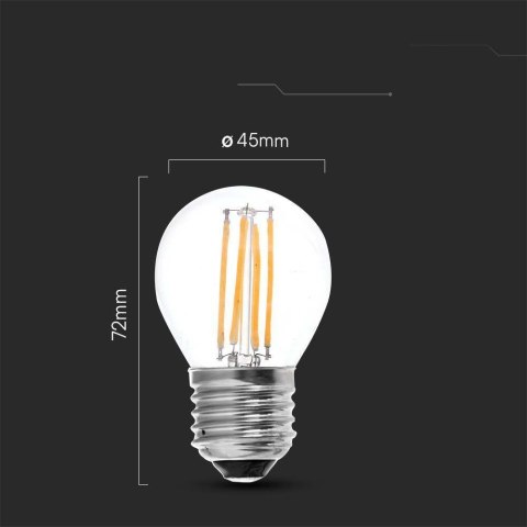 Żarówka LED V-TAC 6W filament E27 kulka G45 VT-2366 6500K 600lm