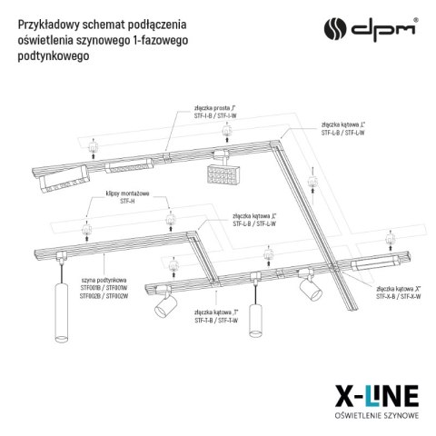 Lampa szynowa LED liniowa, 20 W, 2020 lm, 4000 K, czarna, X-LINE DPM