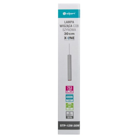 Lampa wisząca szynowa, 12 W, 960 lm, 4000 K, 30 cm, biała, X-LINE DPM
