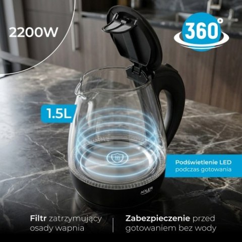 Adler Czajnik szklany 1,5 L
