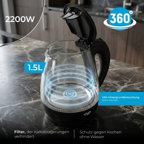 Adler Czajnik szklany 1,5 L
