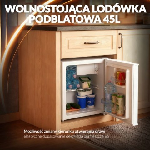 Adler Wolnostojąca lodówka podblatowa 45L | Metalowe drzwi | 6-stopniowa regulacja | Agregatowa | Biała