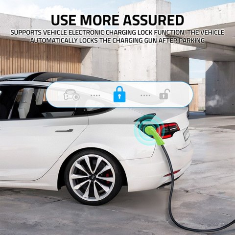 Qoltec Mobilna ładowarka do samochodu elektrycznego EV z regulacją 2w1 Typ2 | 3.5kW | 230V | LED | 5m