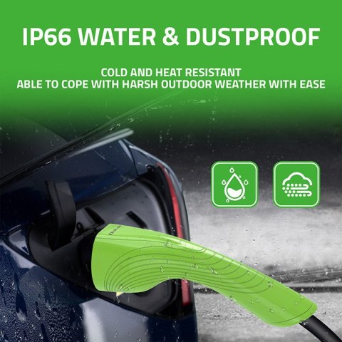 Qoltec Mobilna ładowarka do samochodu elektrycznego EV z regulacją 2w1 Typ2 | 3.5kW | 230V | LED | 5m