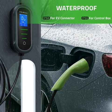 Qoltec Mobilna ładowarka do samochodu elektrycznego EV z regulacją 2w1 Typ2 | 3.5kW | 230V | Wi-fi | TUYA | SMART LIFE | LCD | P