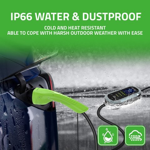 Qoltec Mobilna ładowarka do samochodu elektrycznego EV z regulacją 2w1 Typ2 | 3.5kW | 230V | Wi-fi | TUYA | SMART LIFE | LCD | P