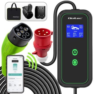 Qoltec Mobilna ładowarka do samochodu elektrycznego EV z regulacją 2w1 Typ2 | 7kW | 230V | Wi-fi| LCD | Przenośna | Wallbox | 5m