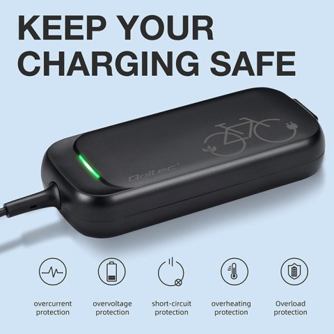 Qoltec Szybka Ładowarka Pro do roweru Bosch 36V | 42V | 2A | Bosch plug | wodoodporna +kabel zasilający