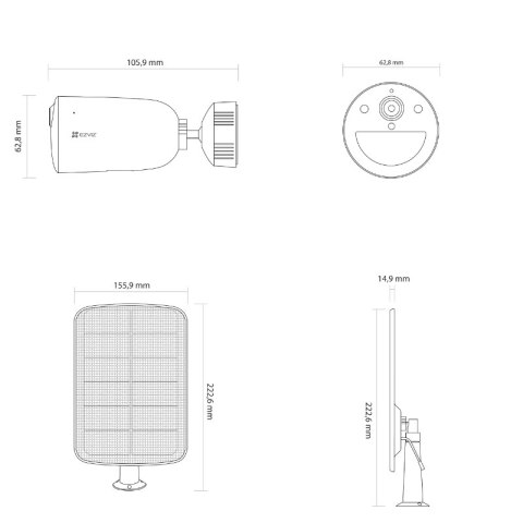 Zestaw kamera zewnętrzna + panel solarny, EZVIZ EZVIZ